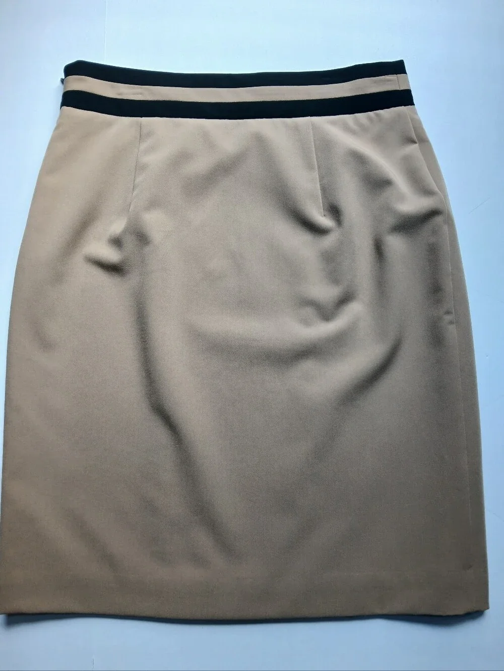 Worthington Womens Skirt Size 8 Tan Black Striped Waist, Lined, Career, Work